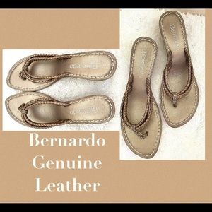 NEW Bernardo Sandals 12 Medium Leather Double Braid BRONZE & PEWTER Party Summer